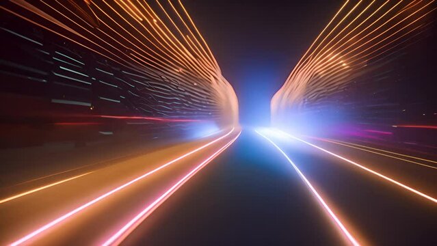Neon-Lit Tunnel Creating a Futuristic Vibe Generative AI