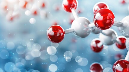 Abstract Molecular Structure with Red and White Spheres