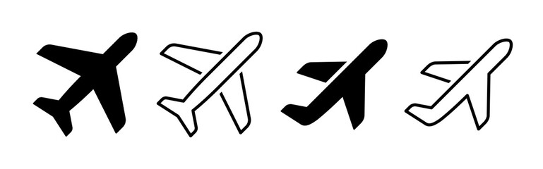 Obraz premium Plane icon set. Airplane icon vector. Flight transport symbol. Travel illustration. Holiday symbol