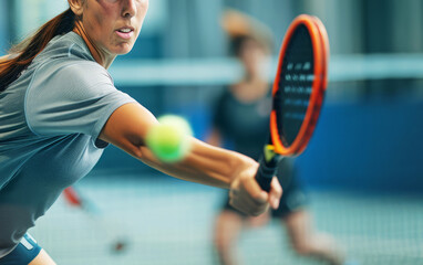 female tennis player, in an action shot, 