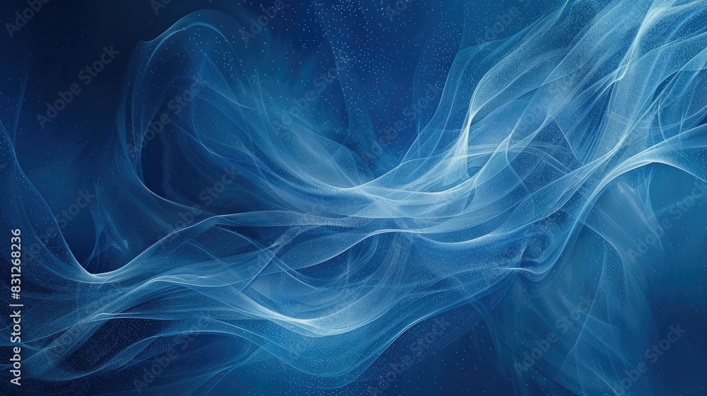Poster blue abstract background with swirling particle curves and a hi-tech, futuristic design, perfect for