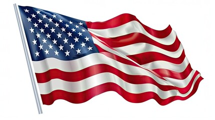 Obraz premium realistic close-up of an American flag waving on a white background.