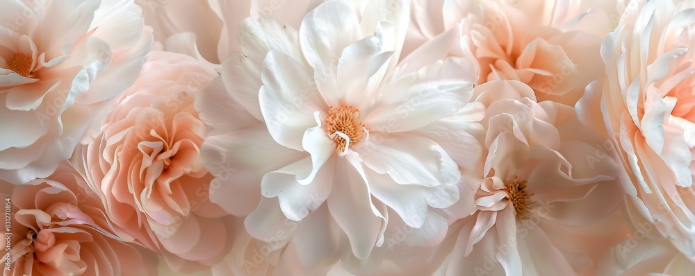 Canvas Prints Soft focus panoramic image capturing the sublime beauty of blooming peonies