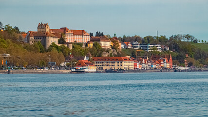 Beautiful spring view with reflections near Meersburg, Lake Bodensee, Baden-Württemberg, Germany