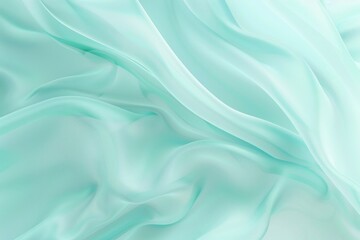Fototapeta premium Beautiful mint green silk background with waves, flowing fabric texture