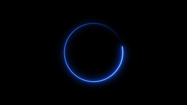 Abstract beautiful neon light glowing circle frame background 4k animation.
