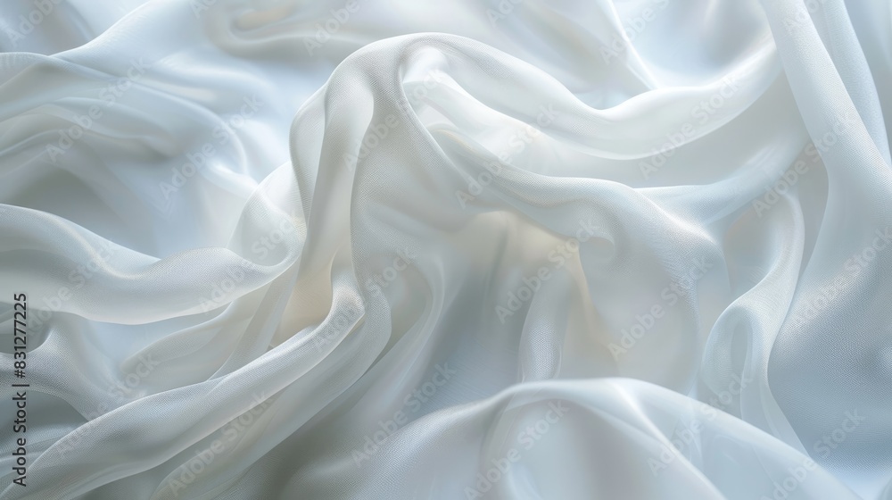 Poster abstract white fabric texture with a smooth, blurred effect, ideal for creating a gentle and calming