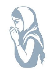 Vector image of the praying girl