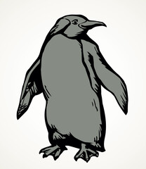 Naklejka premium Penguin on the ice. Vector drawing