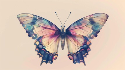 Fototapeta premium Radiant butterfly illustration on soft background