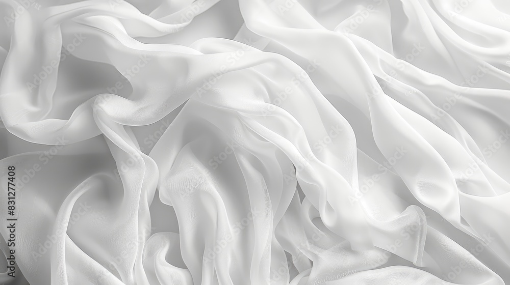 Poster abstract white fabric texture with a smooth, blurred effect, ideal for creating a gentle and calming