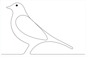  Continuous one line art drawing of cute bird simple outline vector illustration
