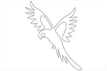  Continuous one line art drawing of cute bird simple outline vector illustration