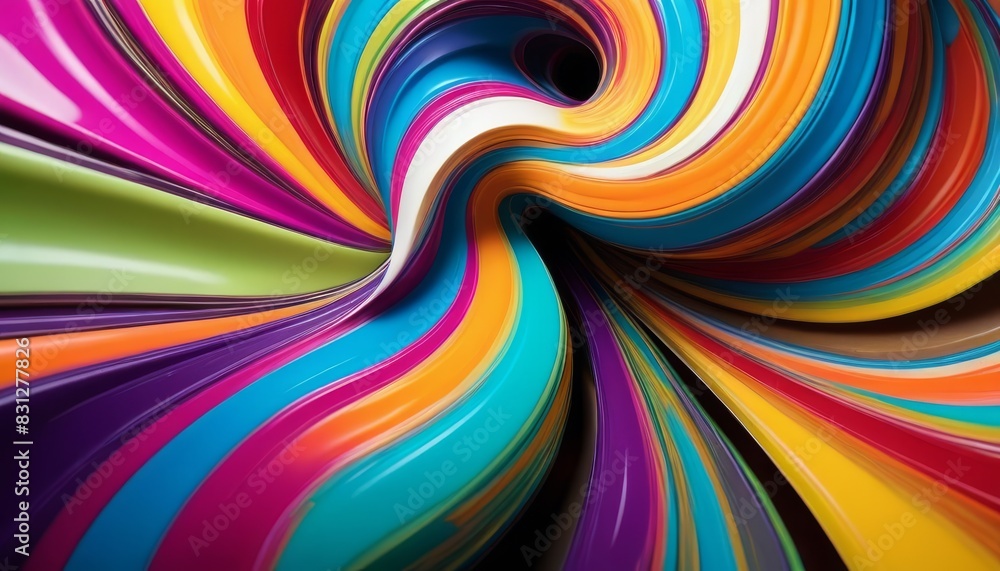 Poster a dynamic abstract image featuring a vibrant swirl of rainbow colors, creating a visually striking a