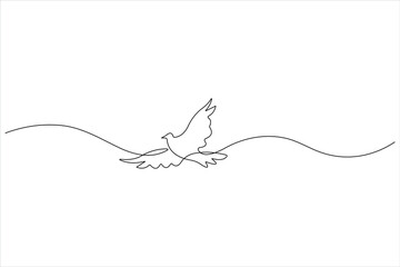 Fototapeta premium Continuous one line art drawing of cute bird simple outline vector illustration