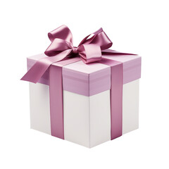 Obraz premium Gift box with ribbon on isolated transparent background PNG cut out clipart.