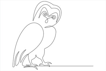  Continuous one line art drawing of cute bird simple outline vector illustration