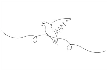  Continuous one line art drawing of cute bird simple outline vector illustration