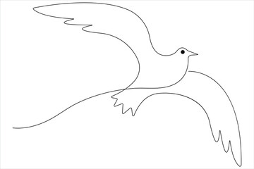 Obraz premium Continuous one line art drawing of cute bird simple outline vector illustration