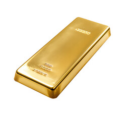 Gold bar isolated on transparent background PNG cut out clipart.