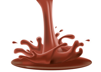 3d Realistic Hot Chocolate or Cacao Splash. Appetizing Liquid Dessert. Vector Illustration for Product Design or Advertising Needs.