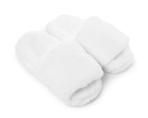 Pair of soft slippers isolated on white