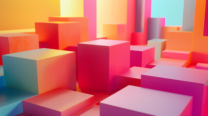 3d illustration of colorful cubes, abstract geometric background