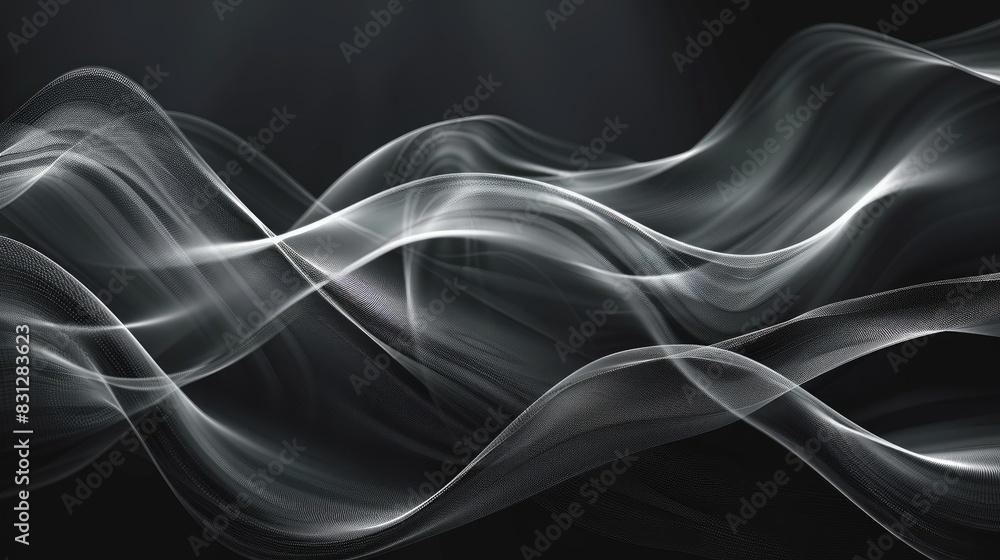Poster abstract gray wave background with smooth flowing lines, perfect for a modern and elegant wallpaper 