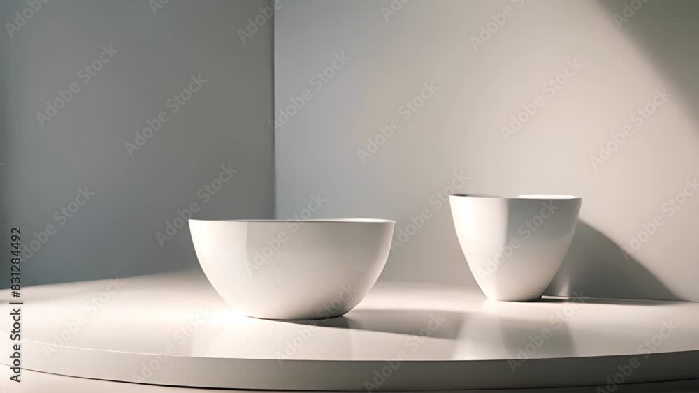 Aufkleber two white bowls on table generative ai
