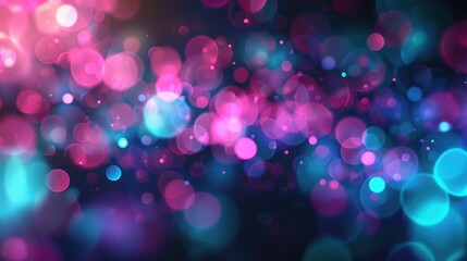 Abstract dark background with neon blur glow in ultraviolet, blue, pink, and green, creating a soft and defocused radiance