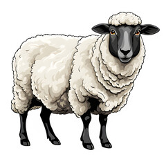Cartoon Illustration Of A Sheep on transparent background..
