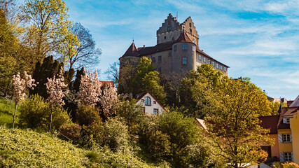 Beautiful spring view at Meersburg, Lake Bodensee, Baden-Württemberg, Germany