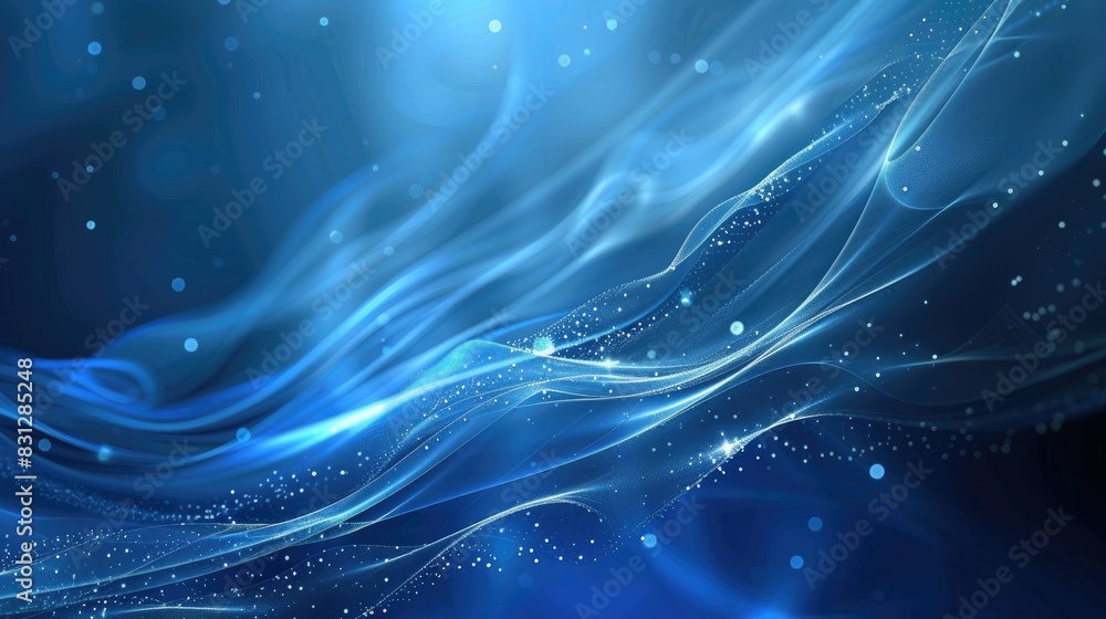 Poster abstract blue background with dynamic particle curves, perfect for a modern and futuristic hi-tech d