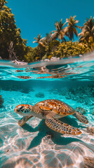 turtle wallpaper swimming underwater