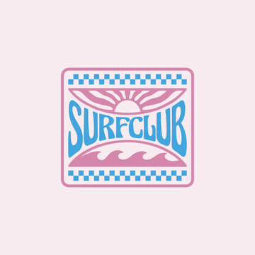 Vintage surf design template for surf club, surf shop, surf merch.
