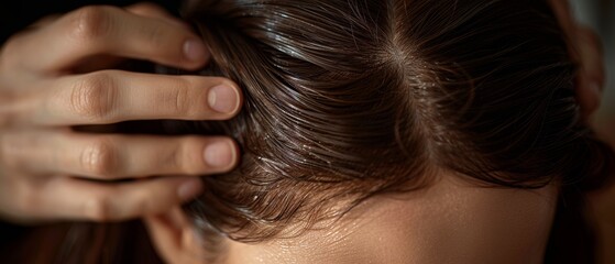 Naklejka premium Close-up of smiling brunette model with long hair.