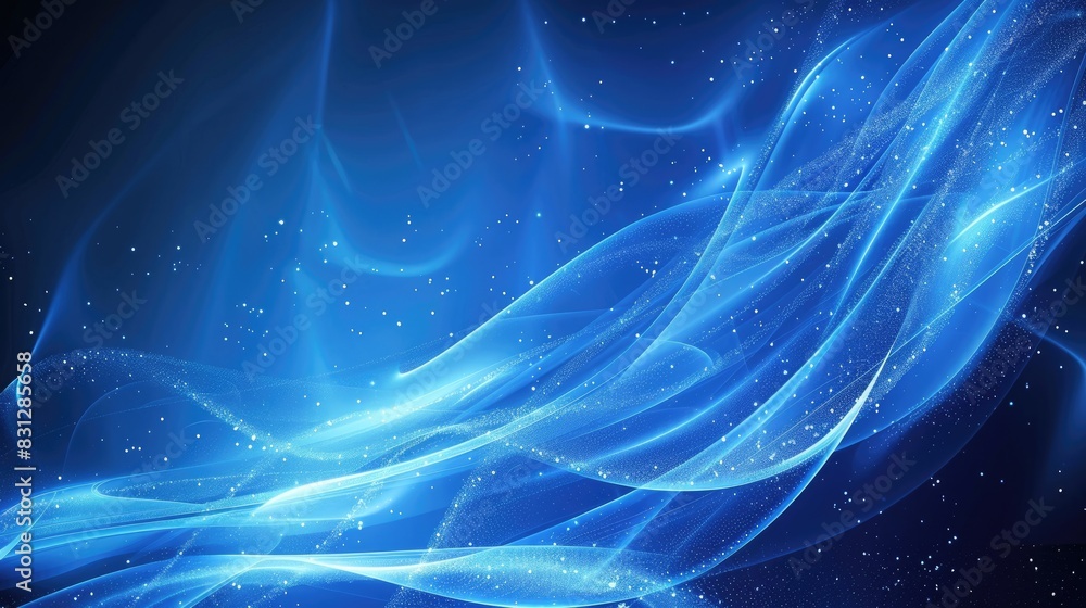 Poster abstract blue background with dynamic particle curves, perfect for a modern and futuristic hi-tech d
