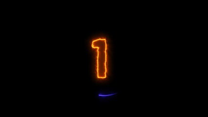 Abstract glowing neon text 1 number countdown timer illustration background.