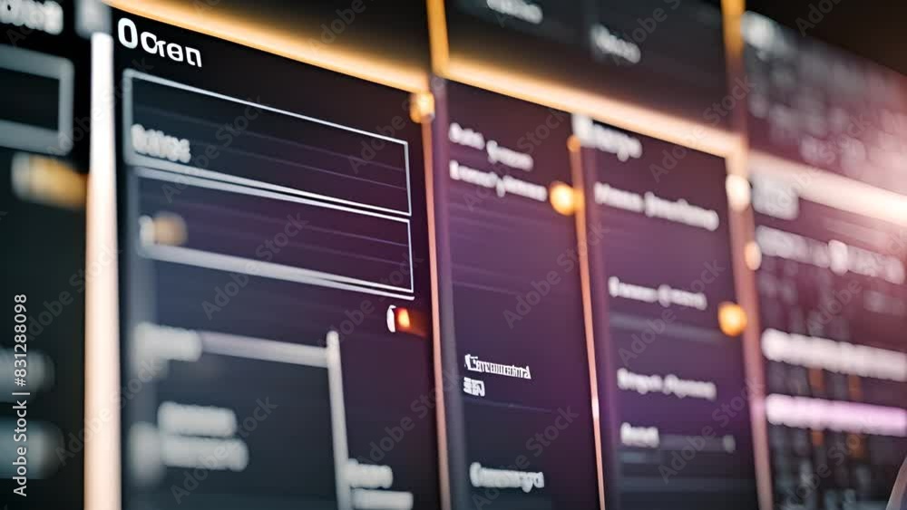 Poster row of black and yellow computer screens generative ai