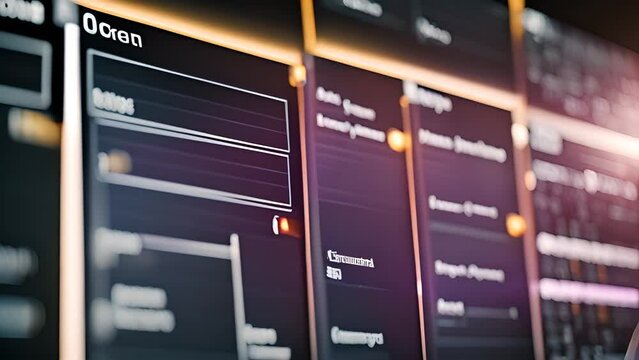 Row of Black and Yellow Computer Screens Generative AI