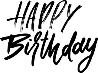 Happy Birthday Modern Dry Brush Lettering Design