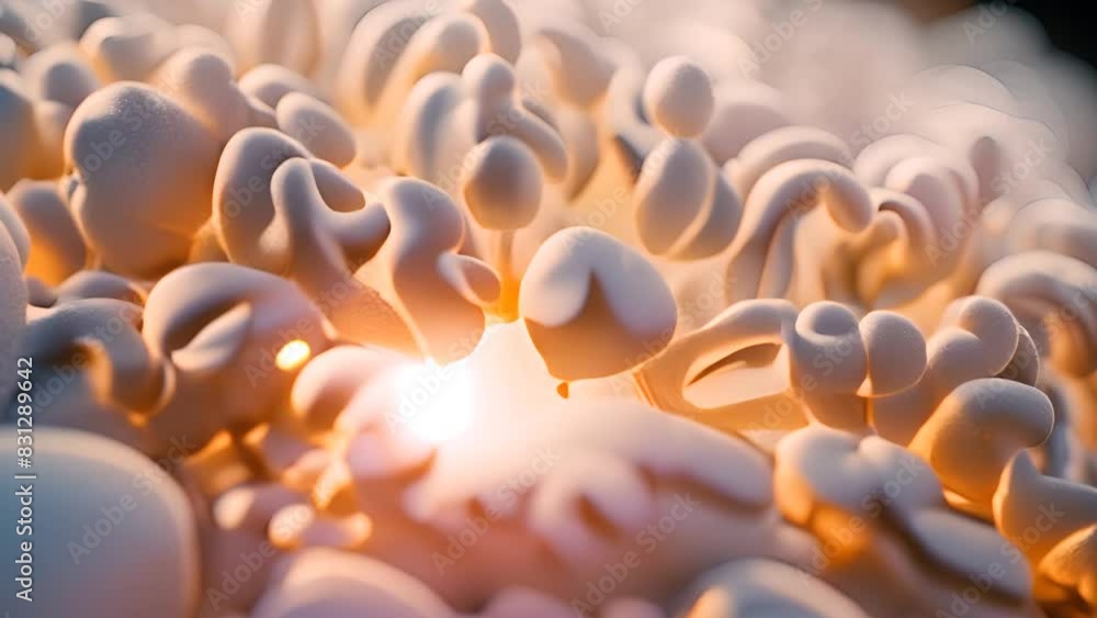 Poster cluster of bacteria in close-up view generative ai