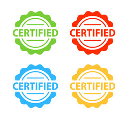 Certified stickers, Colorful label on white background.