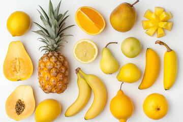 Yellow fruits on a light background