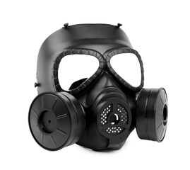 One gas mask isolated on white. Safety equipment
