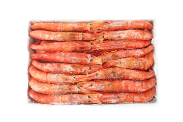 Frozen shrimp in a box package