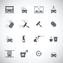 Car wash vector icon set