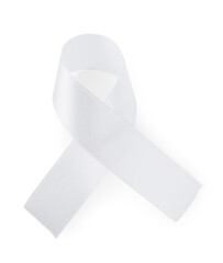 Awareness ribbon isolated on white, top view