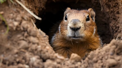 Groundhog Secluded in Deep Winter Burrow: A Hibernation Haven