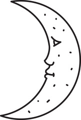 Crescent moon with face